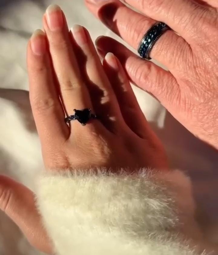 Black Stone Marbel Couple Ring