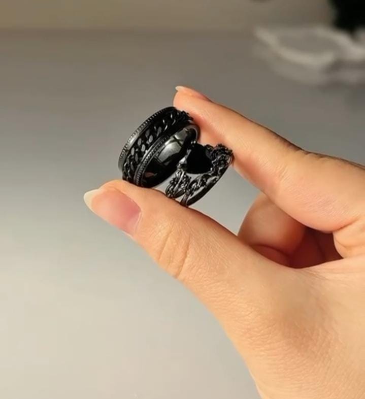 Black Stone Marbel Couple Ring